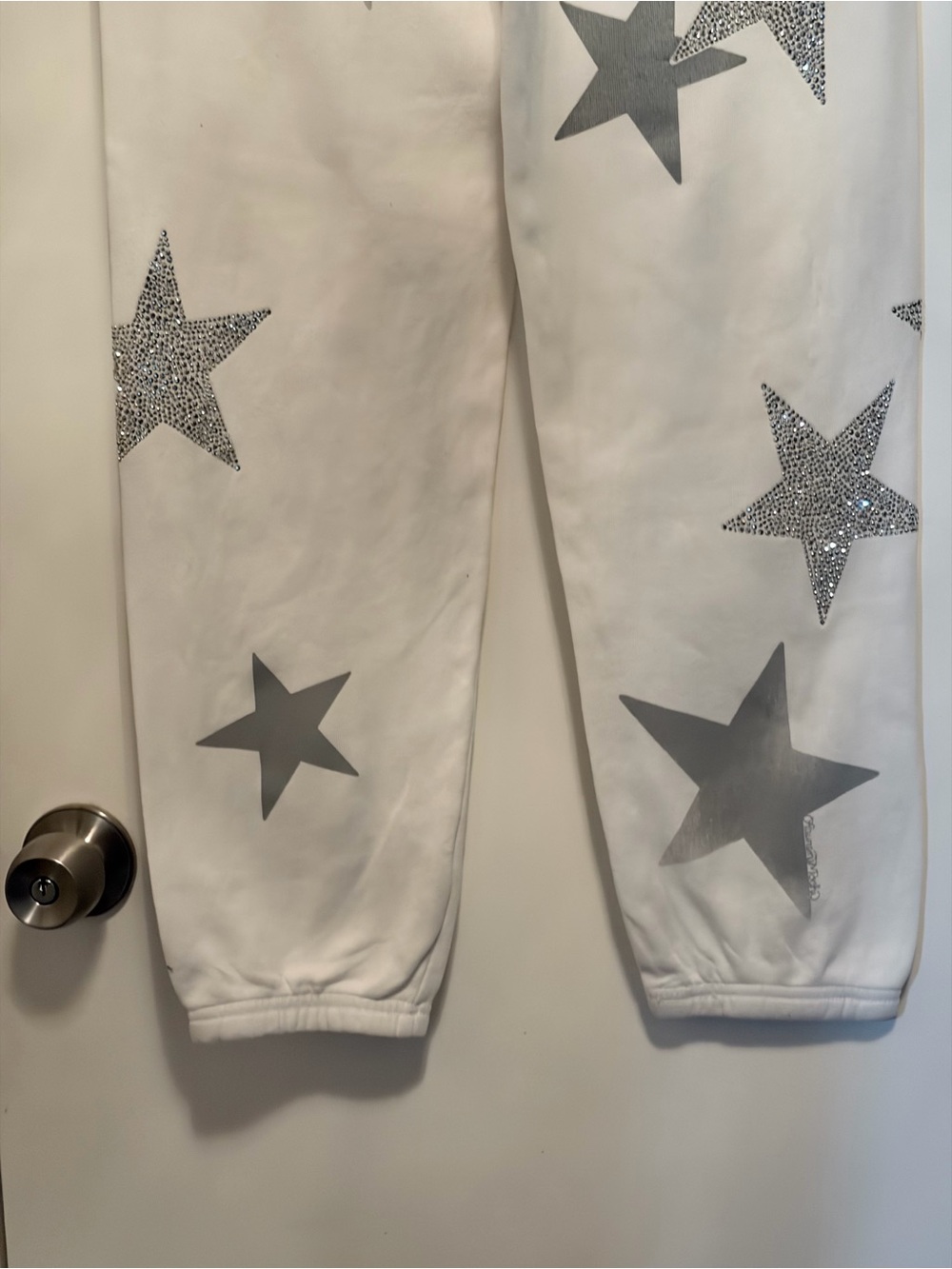 White Star Print jogging pants with Silver Rhinestone Stars! So cute! - Picture 11 of 12